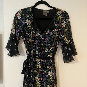 Black Floral Midi Dress